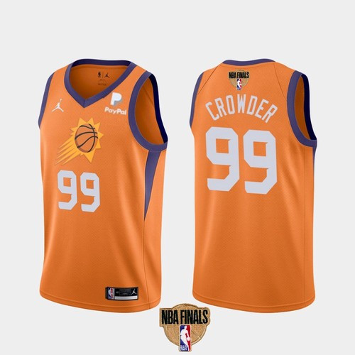 Men's Phoenix Suns #99 Jae Crowder 2021 Orange Statement Finals Basketball Swingman Stitched NBA Jersey